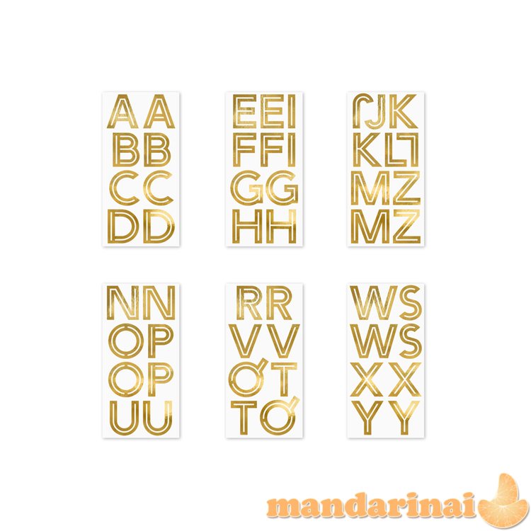 Alphabet glass stickers, gold (1 pkt / 6 pc.)