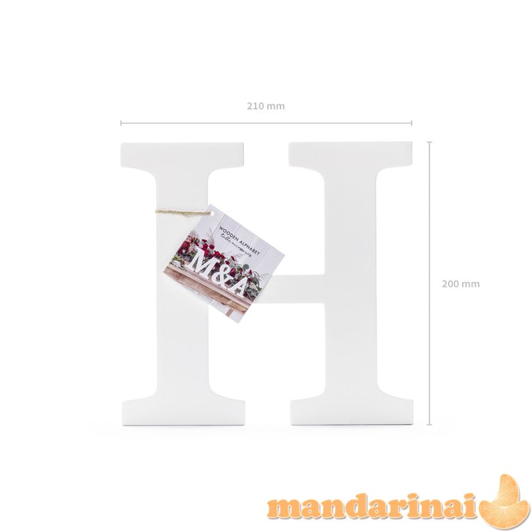 Wooden letter H, white, 21x20cm