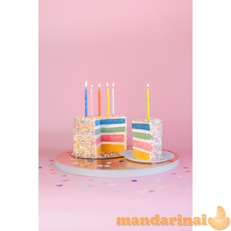 Twisted Birthday Candles, mix, 14 cm (1 pkt / 6 pc.)