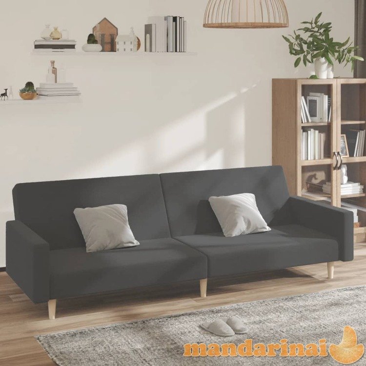 Dvivietė sofa-lova, tamsiai pilkos spalvos, audinys