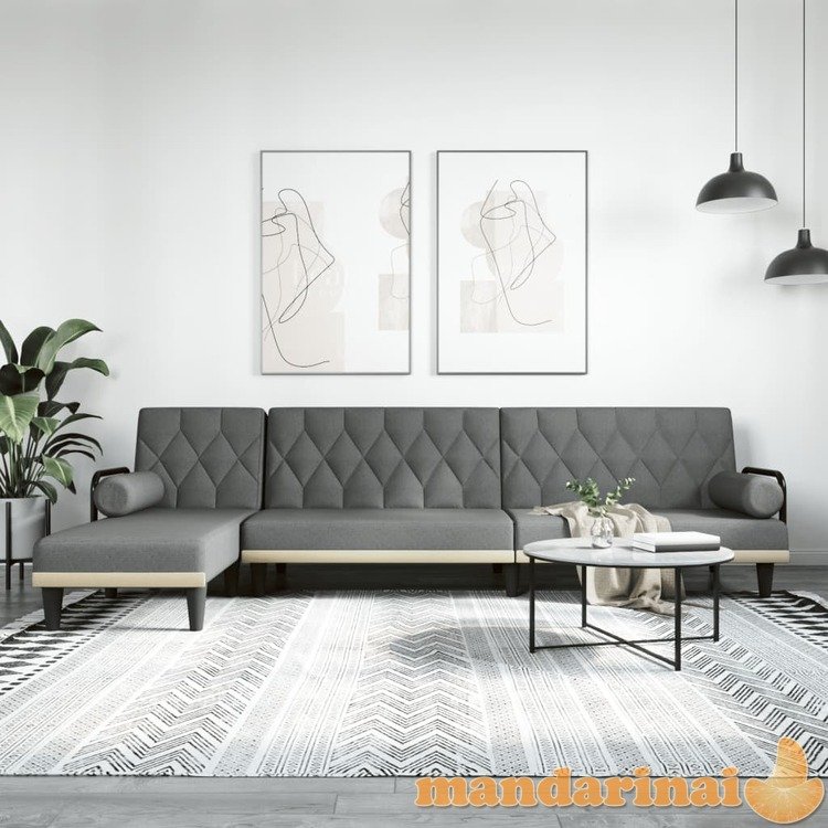 L formos sofa-lova, tamsiai pilka, 260x140x70cm, audinys