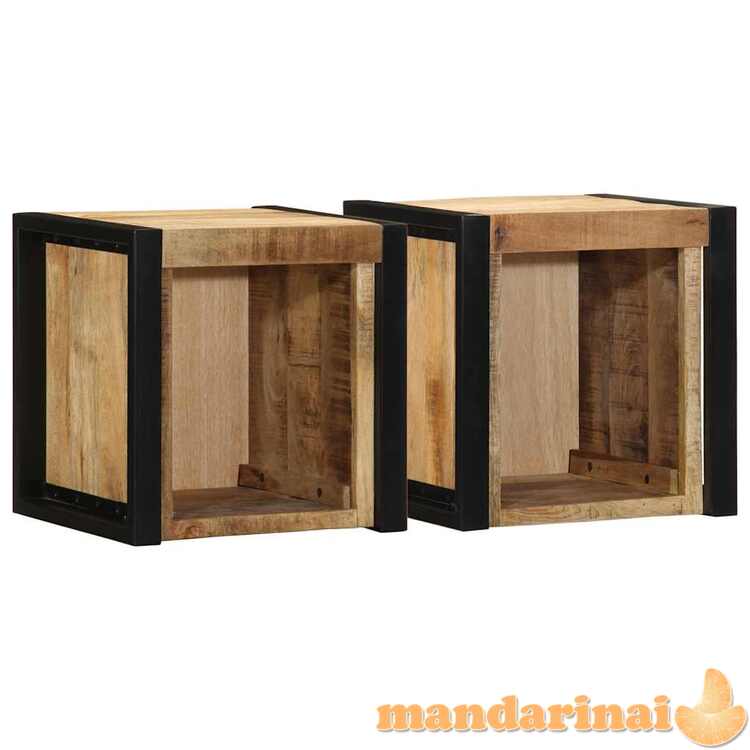 Lovos spintelės 2 vnt 40x35x40cm masyvo neapdoroto medžio mango