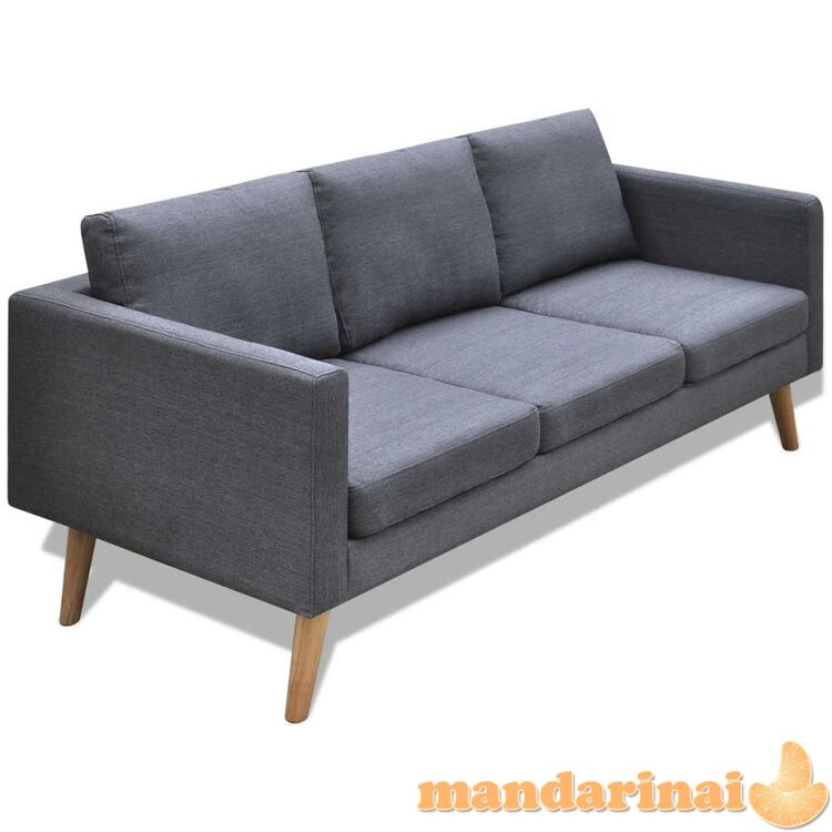 Trivietė sofa, audinys, tamsiai pilka