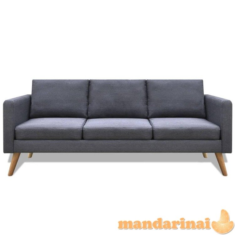 Trivietė sofa, audinys, tamsiai pilka