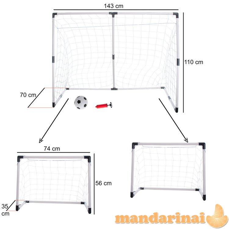 Vaikų futbolo vartai 2 viename 143x110x70 cm