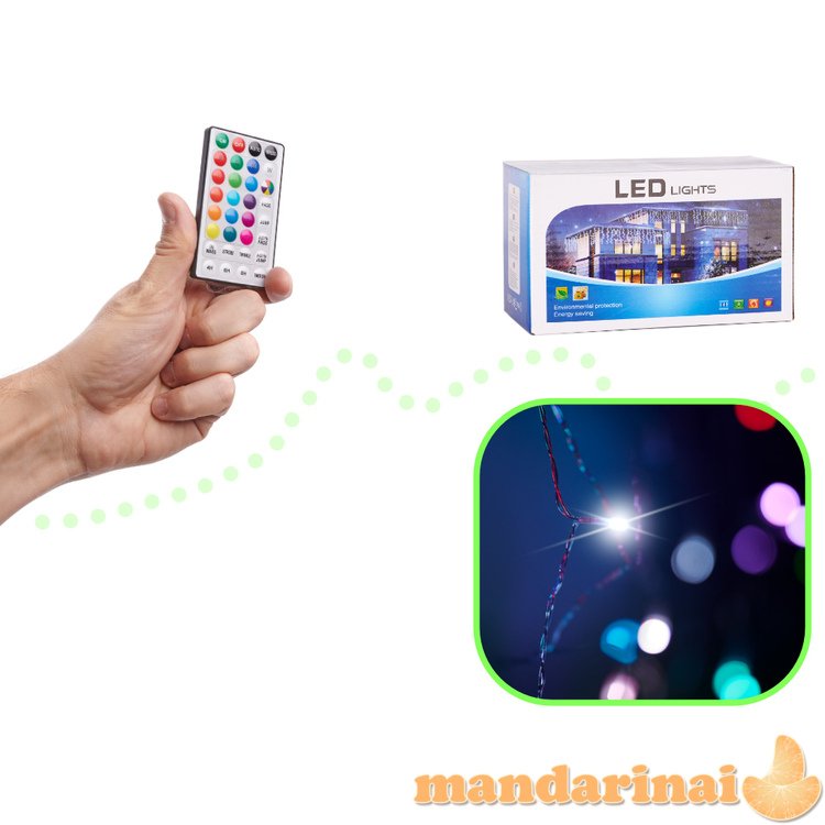 LED  3x3M 200LED USB + nuotolinio valdymo pultas 16 -i