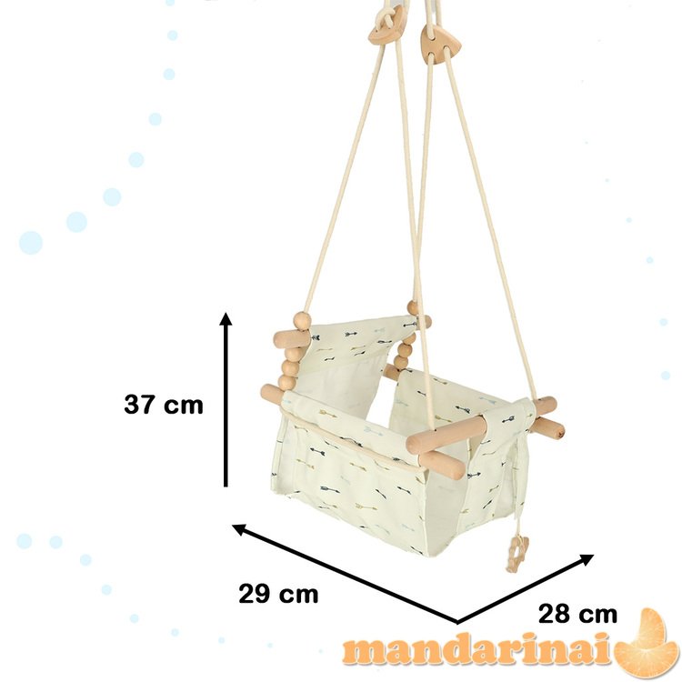 Vaikiškos medžiaginės sūpynės medinės pakabinamos strėlės